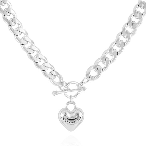 Silvertone Heart Charm Necklace for Woman - Picture 1 of 2